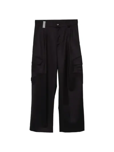 marina yee pleated wool cargo pants - Black