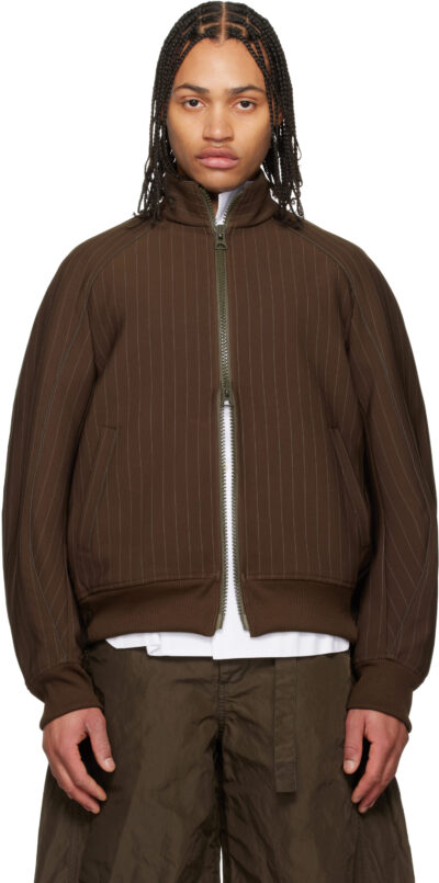 sacai Brown Matelasse Twill Blouson Jacket