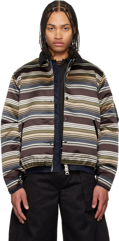 sacai Multicolor Horizontal Stripe Blouson Bomber Jacket