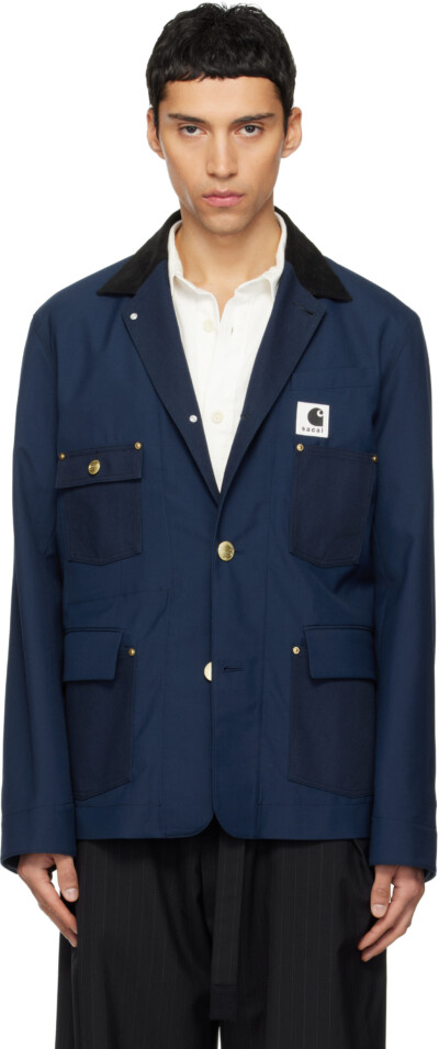 sacai Navy Carhartt WIP Edition Suiting & Duck Blazer