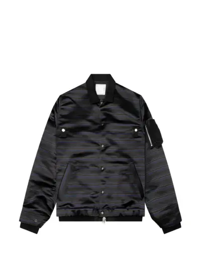 sacai striped bomber jacket - Black