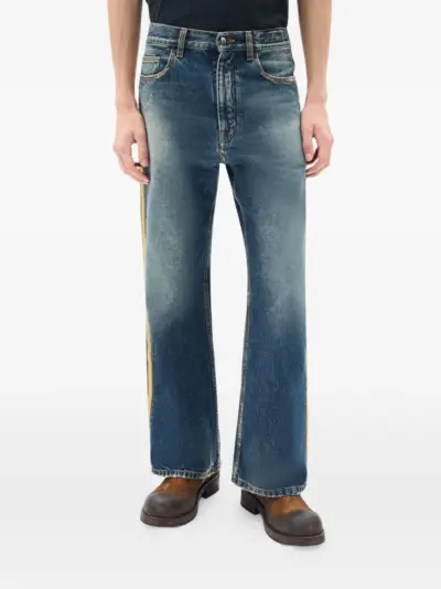Ann Demeulemeester Alarik stonewashed stripe trousers - Blue