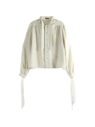 Ann Demeulemeester lace-trim silk shirt - White