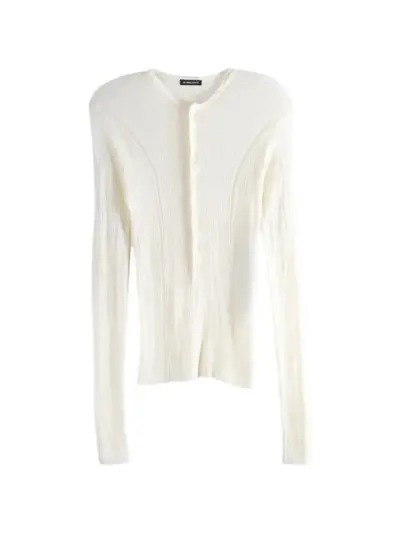 Ann Demeulemeester ribbed-knit long-sleeve T-shirt - White