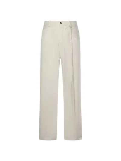 Ann Demeulemeester tie-detail cotton trousers - Neutrals