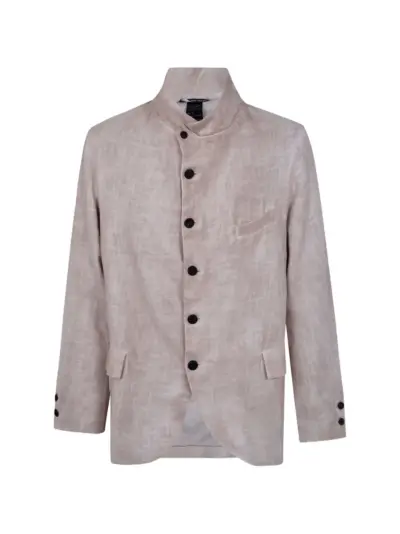 Avant Toi high-neck button-up blazer - Neutrals
