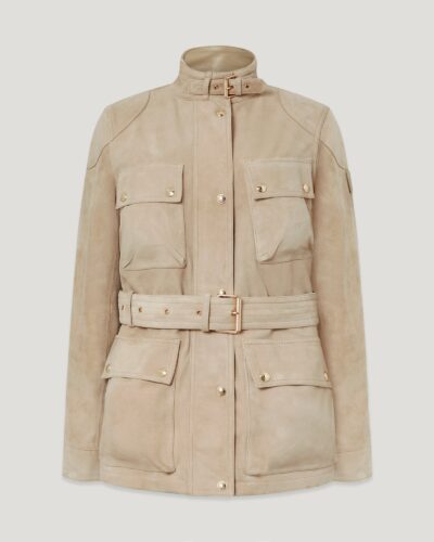 Belstaff Trialmaster Panther Jacket Women's Lightweight Suede Dark Dune Size UK 8