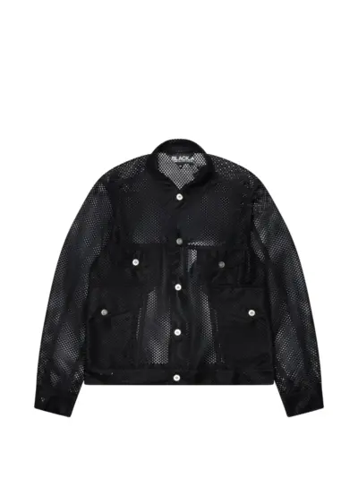 Black Comme Des Garçons mesh trucker jacket