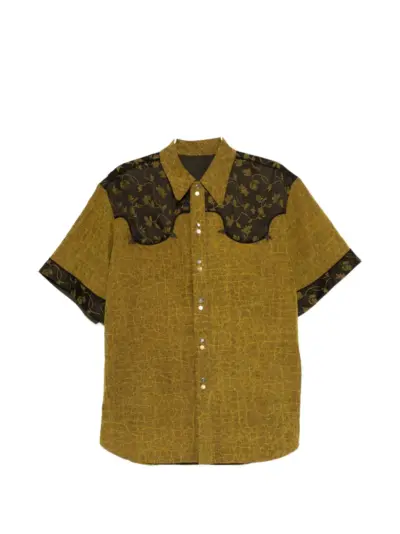 COMMUNS floral-yoke short-sleeve shirt - Green