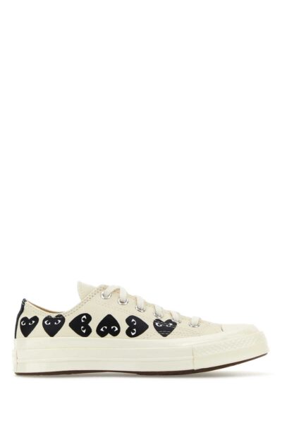 Comme Des Garcons Play Ivory Canvas Comme Des Garã§ons X Converse Sneakers White Cottonsolerubber - Men