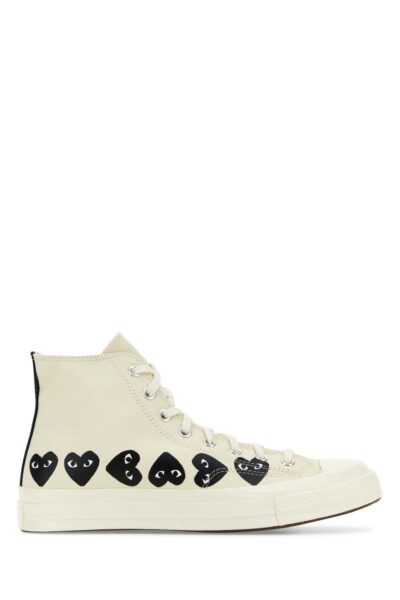 Comme Des Garcons Play Ivory Canvas Comme Des Garã§ons X Converse Sneakers White - Men