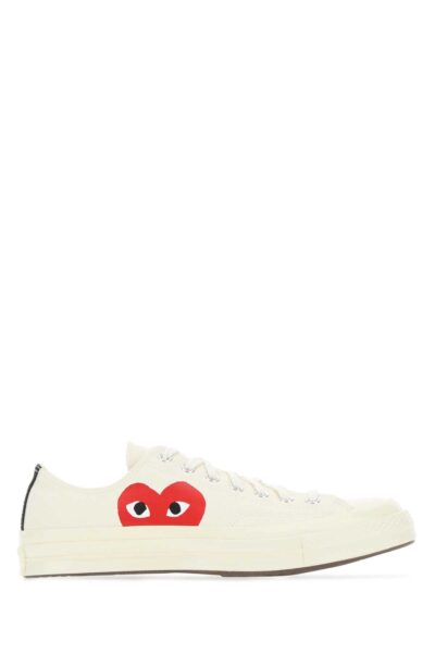 Comme Des Garcons Play Ivory Canvas Comme Des Garã§ons X Converse Sneakers White - Unisex