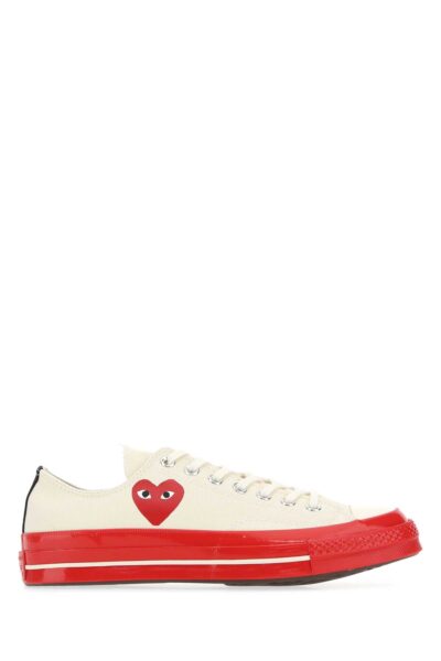 Comme Des Garcons Play Ivory Canvas Comme Des Garã§ons X Converse Sneakers White - Unisex
