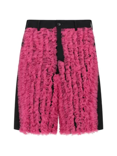 Comme des Garçons Homme Plus ruffled tulle-panelled bermuda shorts - Black