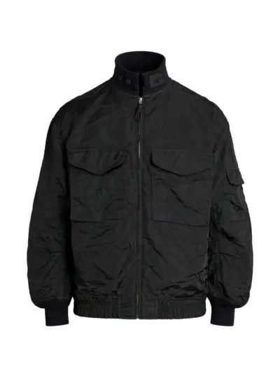 Comme des Garçons Homme crinkled-finish utility jacket - Black