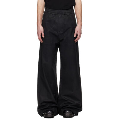 DET BLEV SENT Black Waxed Elastic Trousers