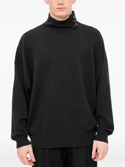 Devoa buttoned high-neck sweater - Black
