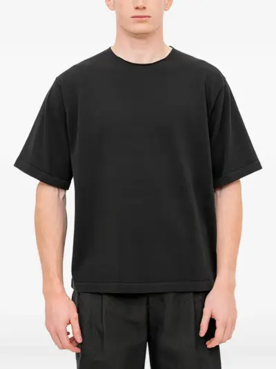 Devoa print knit T-shirt - Black