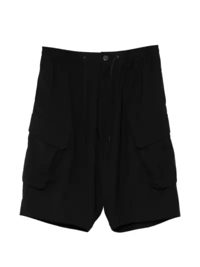 Devoa wool cargo shorts - Black