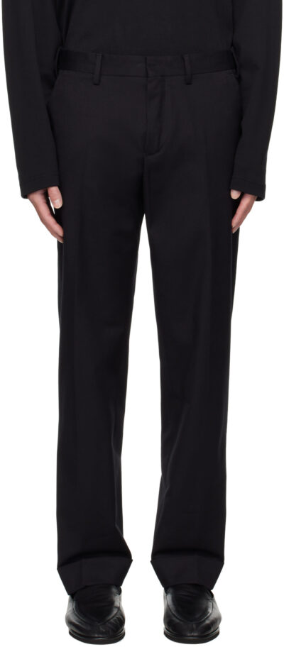 Dries Van Noten Black Button Tab Trousers