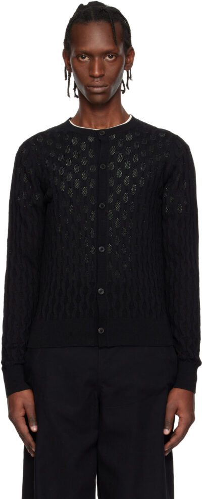 Dries Van Noten Black Open-Knit Cardigan
