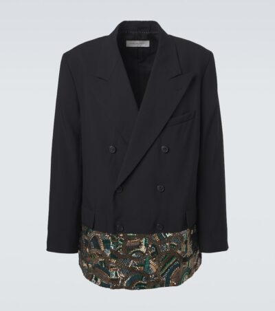Dries Van Noten Embellished double-breasted wool blazer