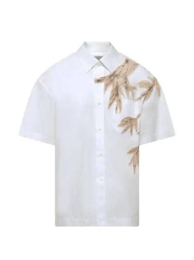 Feng Chen Wang bamboo-print short-sleeve shirt - White