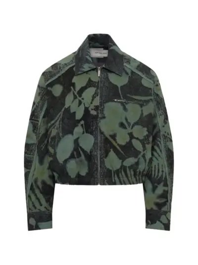 Feng Chen Wang plant-dye cropped bomber jacket - Green