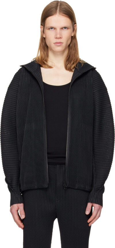 HOMME PLISSÉ ISSEY MIYAKE Black Wickerwork Mesh Jacket