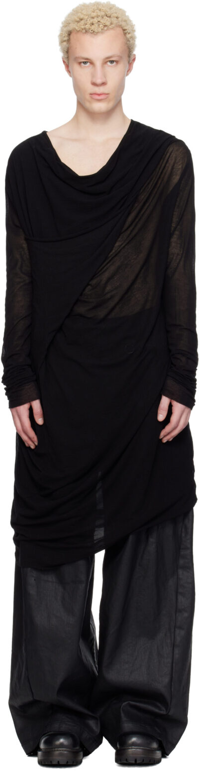 Julius Black Drop Neck Drape T-shirt