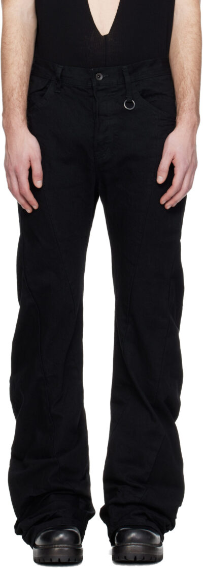 Julius Black Paneled Curved Seam Jeans