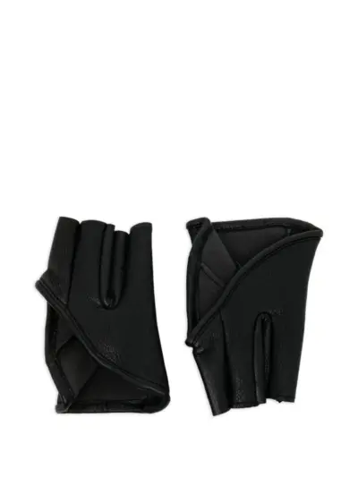 Julius fingerless grained-leather gloves - Black