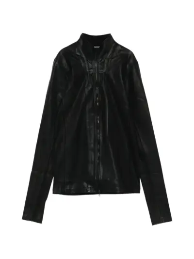 Julius zip- front stand- collar jacket - Black