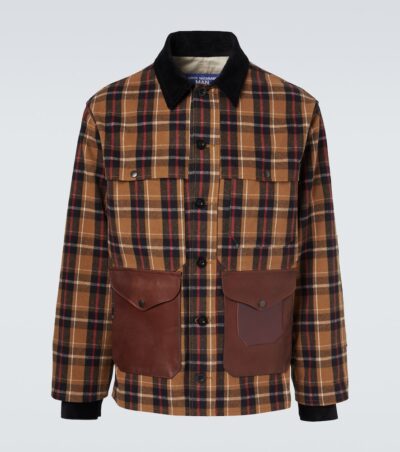 Junya Watanabe Checked leather-trimmed cotton jacket