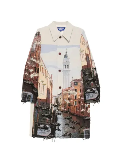 Junya Watanabe MAN tapestry frayed coat - Neutrals