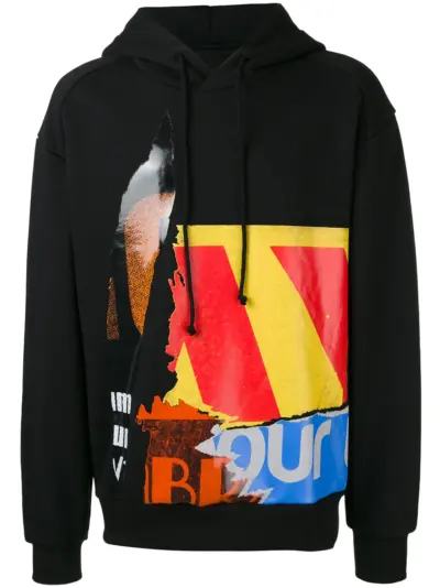 Juun.J multi-print hoody - Black