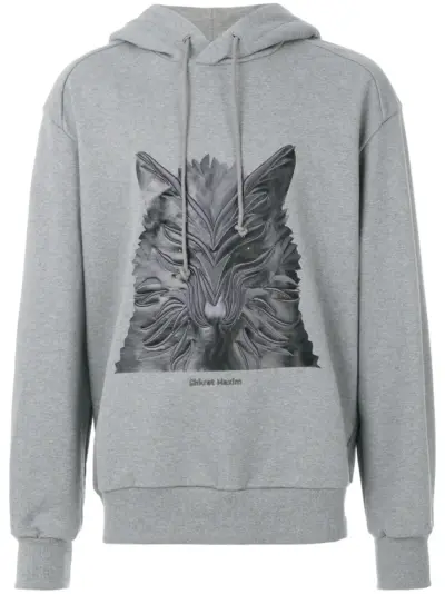Juun.J wolf print hoodie - Grey