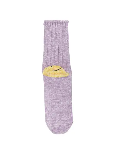 KAPITAL Rainbow Happy Heel ribbed-knit socks - Purple