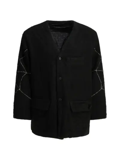 KAPITAL embroidered collarless jacket - Black