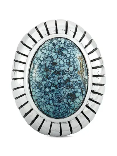 King Baby turquoise-cabochon dome ring - Silver