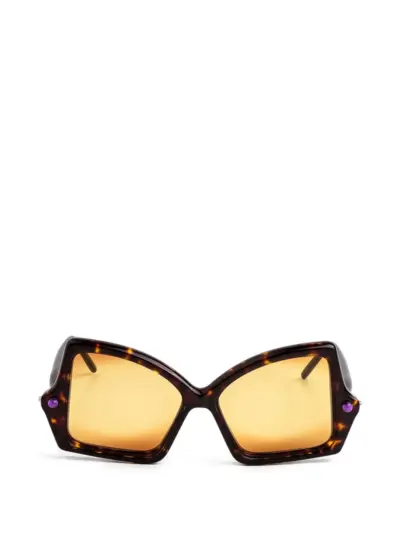 Kuboraum P30 geometric-frame sunglasses - Brown