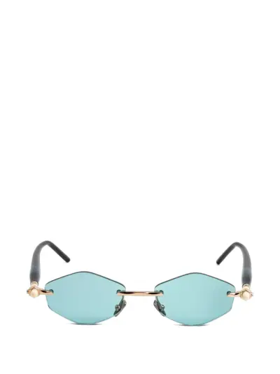 Kuboraum P60 geometric-frame rimless sunglasses - Blue