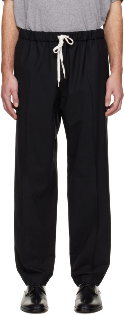 MM6 Maison Margiela Black Drawstring Trousers