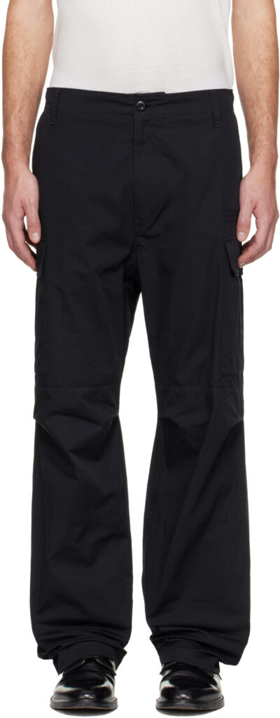 MM6 Maison Margiela Black Embroidered Logo Cargo Pants