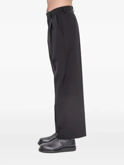MM6 Maison Margiela Stapled pleated wool trousers - Black