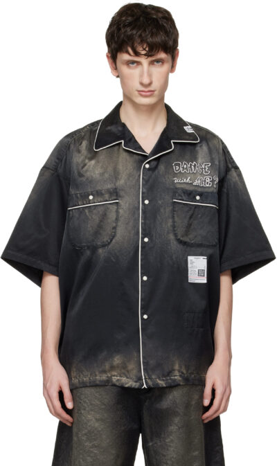 Maison MIHARA YASUHIRO Black Sun Faded Like Satin Shirt