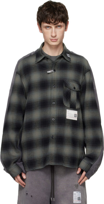 Maison MIHARA YASUHIRO Gray Front Back Combined Check Shirt