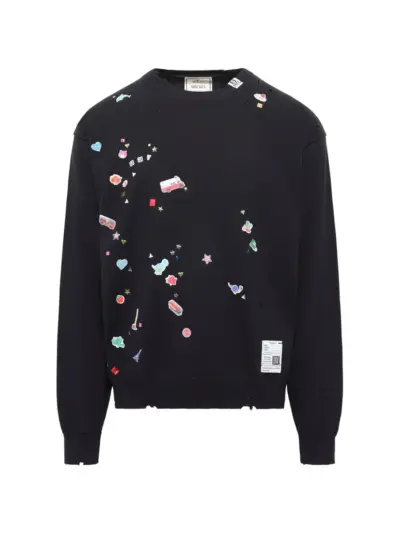 Maison MIHARA YASUHIRO Kids Sticker distressed sweatshirt - Black