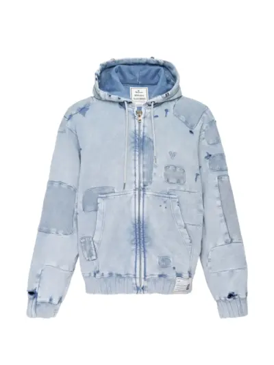 Maison MIHARA YASUHIRO bleached-effect hoodie - Blue