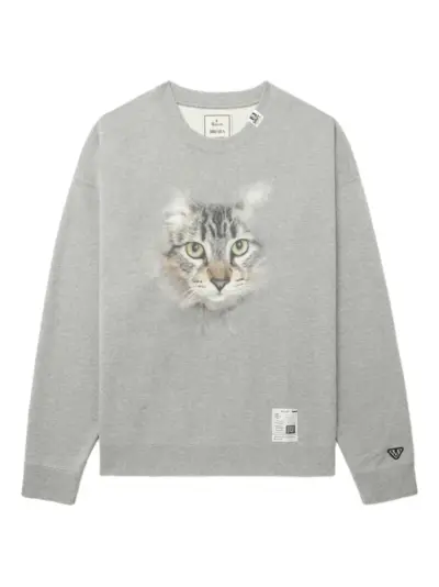 Maison MIHARA YASUHIRO cat-print crew-neck sweatshirt - Grey